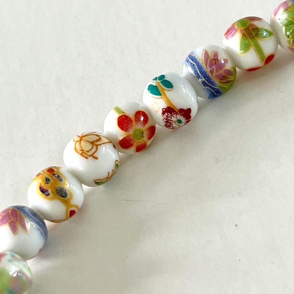 Silver Dawn Jewels Other - As Low As $2 Handmade Printed Blossom Porcelain Round Beads 8mm (20)